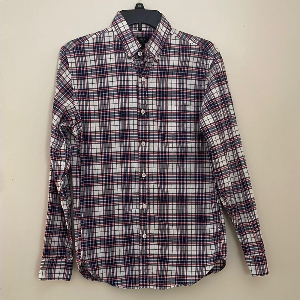 3 for $25! J Crew Men's Plaid Button-Down Shirt - Red, Blue, White, size small